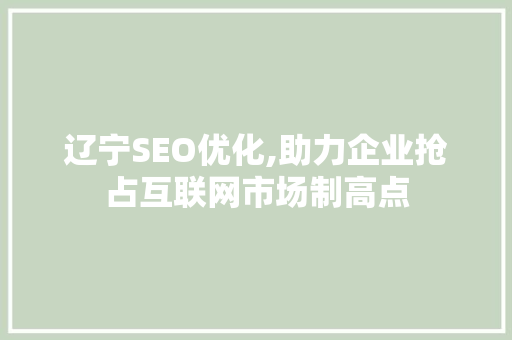 辽宁SEO优化,助力企业抢占互联网市场制高点