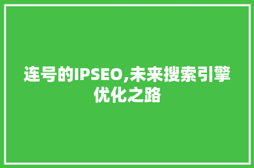 连号的IPSEO,未来搜索引擎优化之路