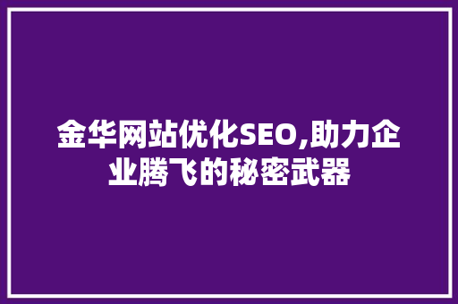 金华网站优化SEO,助力企业腾飞的秘密武器