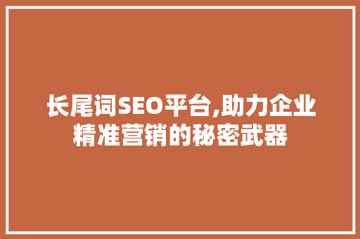 长尾词SEO平台,助力企业精准营销的秘密武器