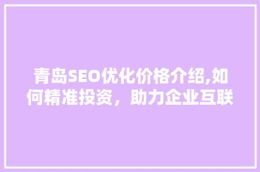 青岛SEO优化价格介绍,如何精准投资，助力企业互联网营销