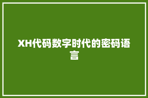 XH代码数字时代的密码语言