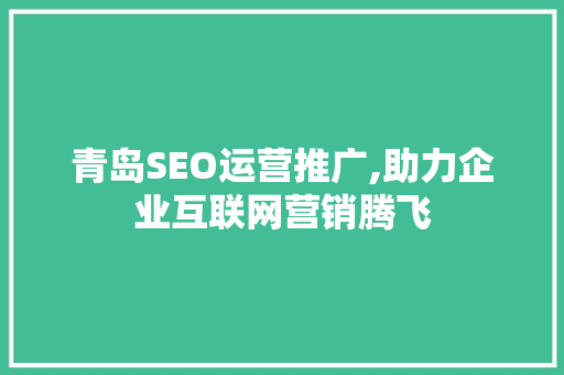 青岛SEO运营推广,助力企业互联网营销腾飞