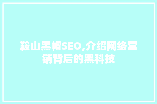 鞍山黑帽SEO,介绍网络营销背后的黑科技