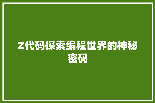 Z代码探索编程世界的神秘密码