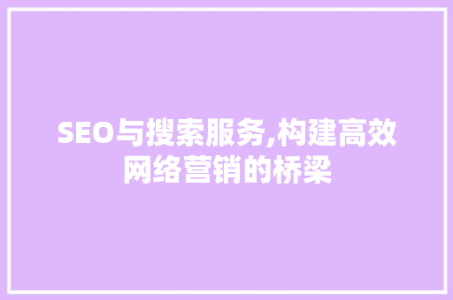 SEO与搜索服务,构建高效网络营销的桥梁