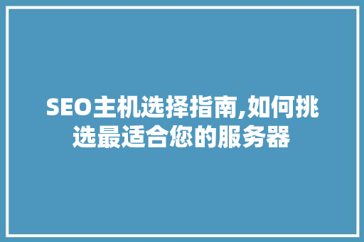 SEO主机选择指南,如何挑选最适合您的服务器