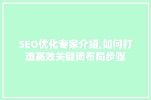 SEO优化专家介绍,如何打造高效关键词布局步骤