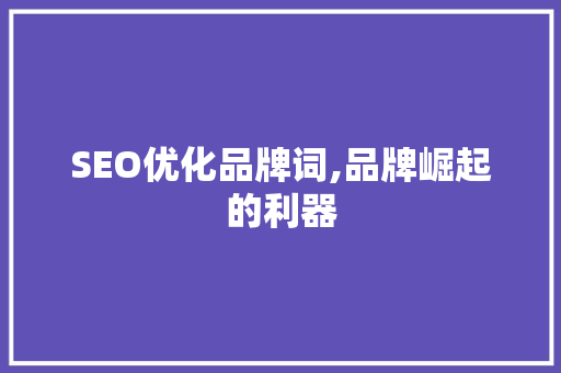 SEO优化品牌词,品牌崛起的利器