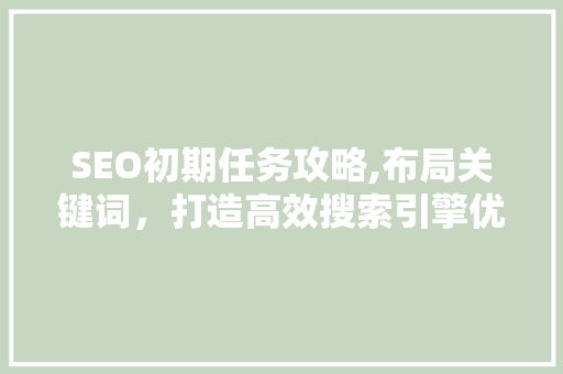 SEO初期任务攻略,布局关键词，打造高效搜索引擎优化步骤