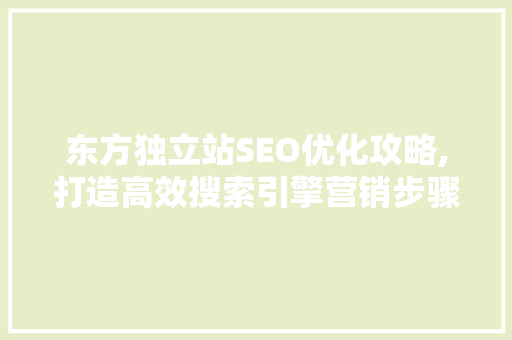 东方独立站SEO优化攻略,打造高效搜索引擎营销步骤  第1张