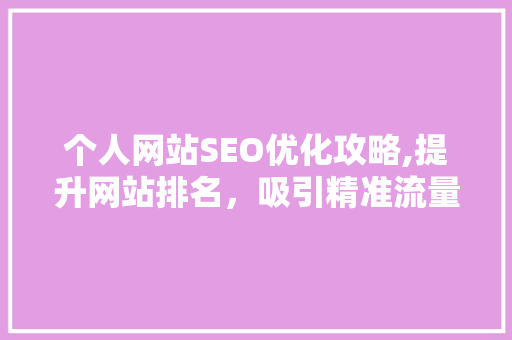个人网站SEO优化攻略,提升网站排名，吸引精准流量  第1张