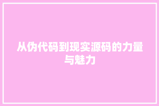 从伪代码到现实源码的力量与魅力