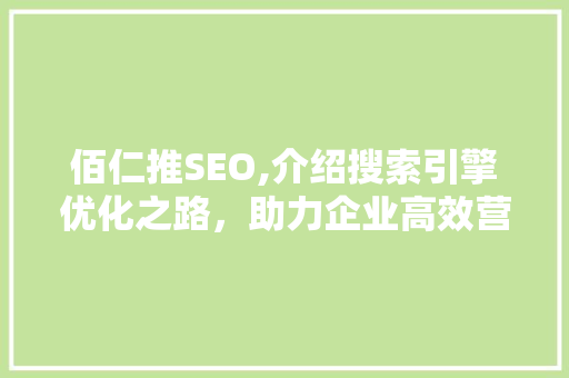佰仁推SEO,介绍搜索引擎优化之路，助力企业高效营销