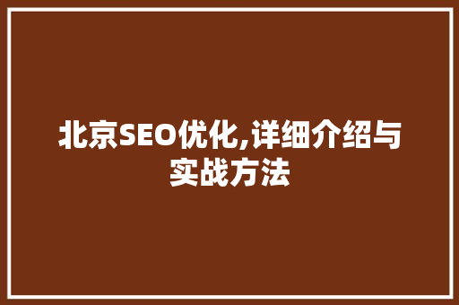 北京SEO优化,详细介绍与实战方法