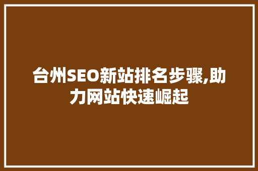 台州SEO新站排名步骤,助力网站快速崛起