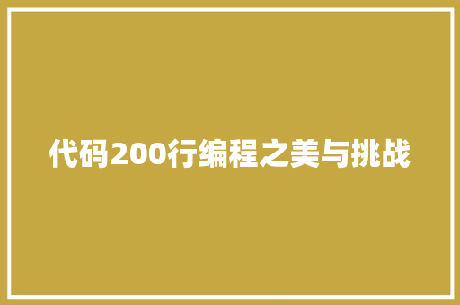 代码200行编程之美与挑战
