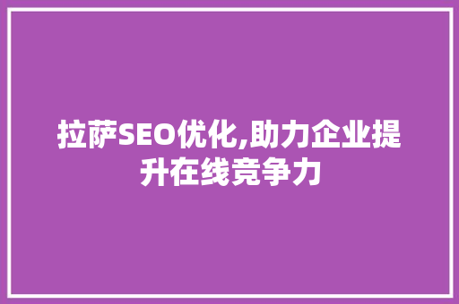 拉萨SEO优化,助力企业提升在线竞争力