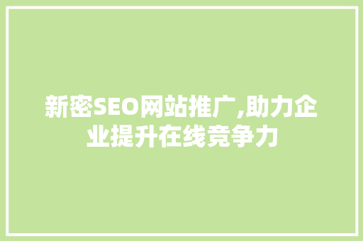 新密SEO网站推广,助力企业提升在线竞争力