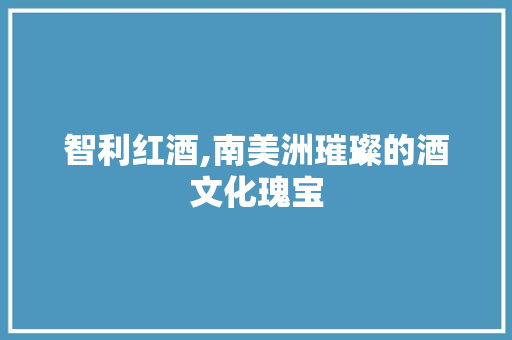 智利红酒,南美洲璀璨的酒文化瑰宝