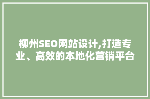 柳州SEO网站设计,打造专业、高效的本地化营销平台