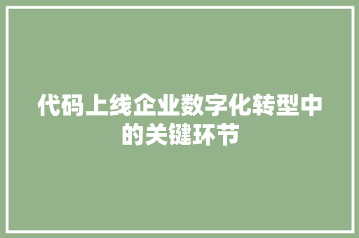 代码上线企业数字化转型中的关键环节