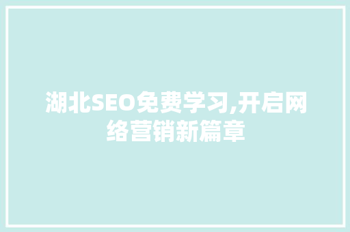湖北SEO免费学习,开启网络营销新篇章