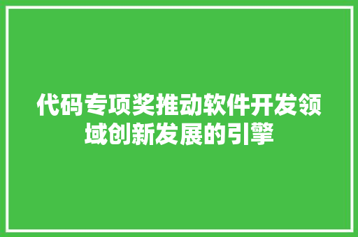 代码专项奖推动软件开发领域创新发展的引擎
