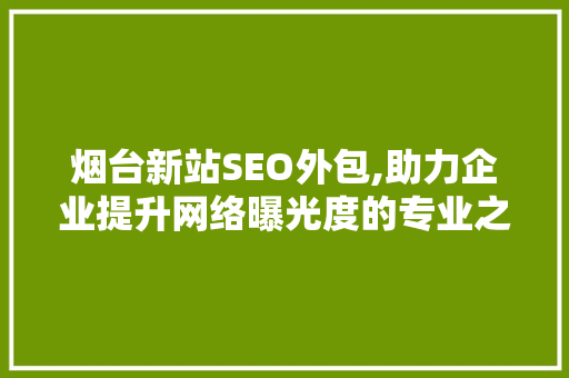 烟台新站SEO外包,助力企业提升网络曝光度的专业之路