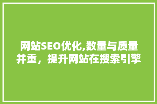 网站SEO优化,数量与质量并重，提升网站在搜索引擎中的排名