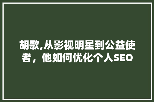 胡歌,从影视明星到公益使者，他如何优化个人SEO