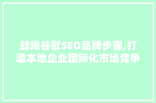 蚌埠谷歌SEO品牌步骤,打造本地企业国际化市场竞争力