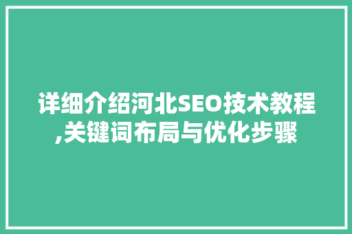 详细介绍河北SEO技术教程,关键词布局与优化步骤