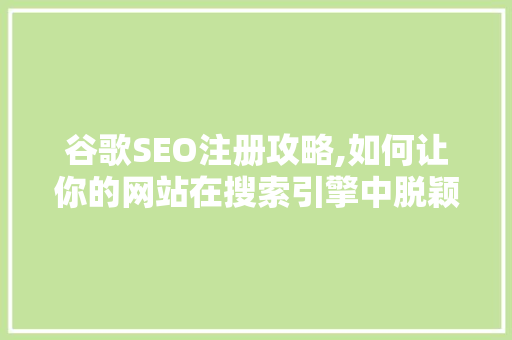 谷歌SEO注册攻略,如何让你的网站在搜索引擎中脱颖而出