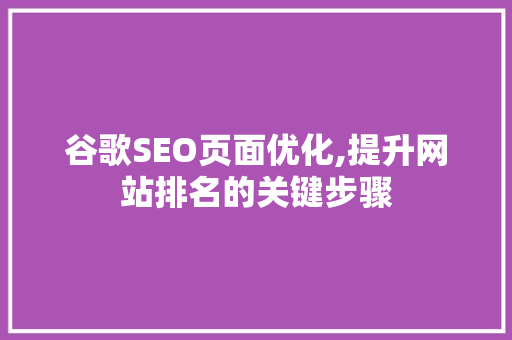 谷歌SEO页面优化,提升网站排名的关键步骤
