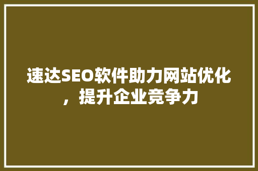 速达SEO软件助力网站优化，提升企业竞争力