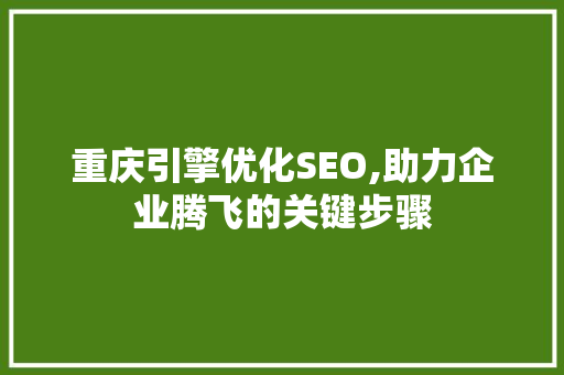 重庆引擎优化SEO,助力企业腾飞的关键步骤