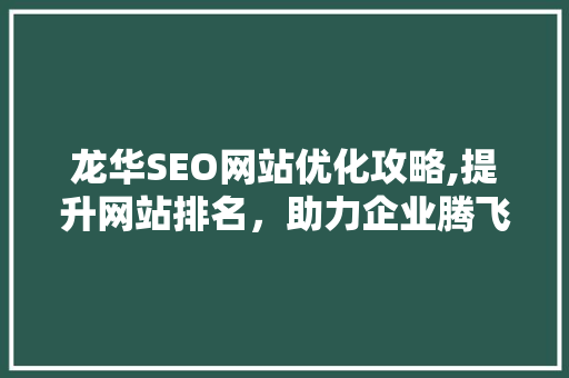龙华SEO网站优化攻略,提升网站排名，助力企业腾飞