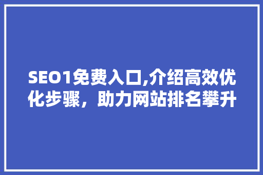 SEO1免费入口,介绍高效优化步骤，助力网站排名攀升