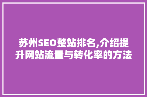苏州SEO整站排名,介绍提升网站流量与转化率的方法  第1张