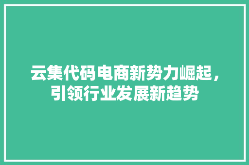 云集代码电商新势力崛起，引领行业发展新趋势