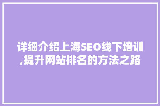详细介绍上海SEO线下培训,提升网站排名的方法之路