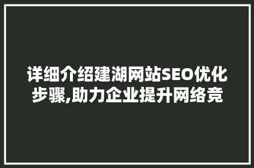 详细介绍建湖网站SEO优化步骤,助力企业提升网络竞争力