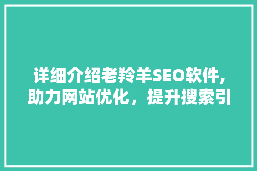 详细介绍老羚羊SEO软件,助力网站优化，提升搜索引擎排名