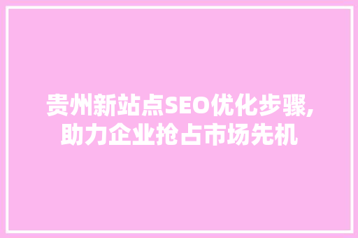 贵州新站点SEO优化步骤,助力企业抢占市场先机