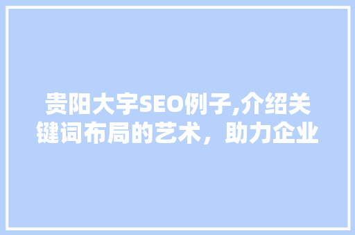 贵阳大宇SEO例子,介绍关键词布局的艺术，助力企业网站优化