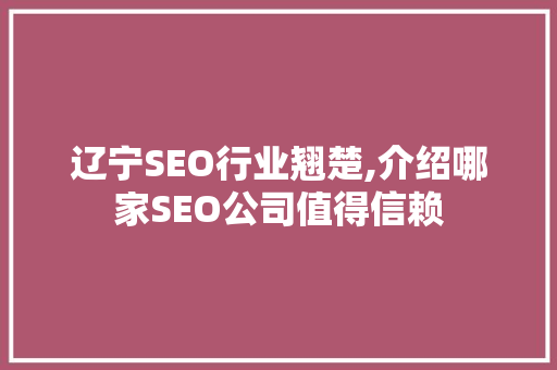 辽宁SEO行业翘楚,介绍哪家SEO公司值得信赖