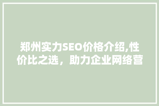 郑州实力SEO价格介绍,性价比之选，助力企业网络营销腾飞
