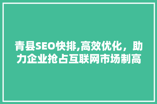 青县SEO快排,高效优化，助力企业抢占互联网市场制高点