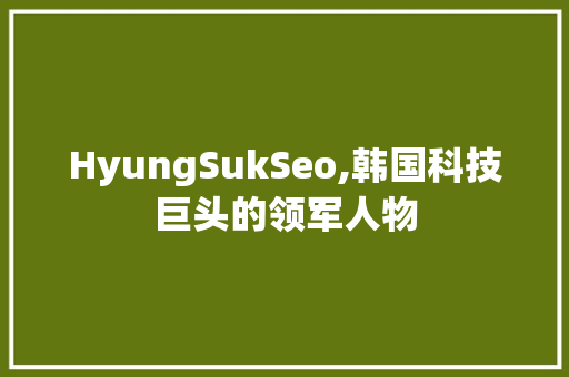 HyungSukSeo,韩国科技巨头的领军人物